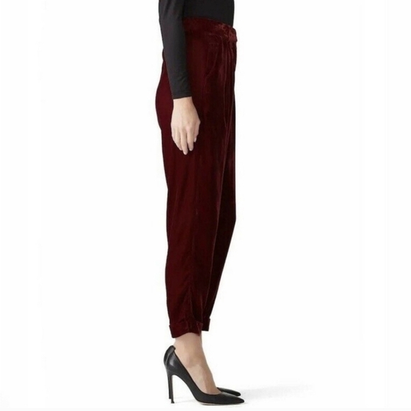 PatBO Slim velvet trouser burgundy 2 - Picture 6 of 12